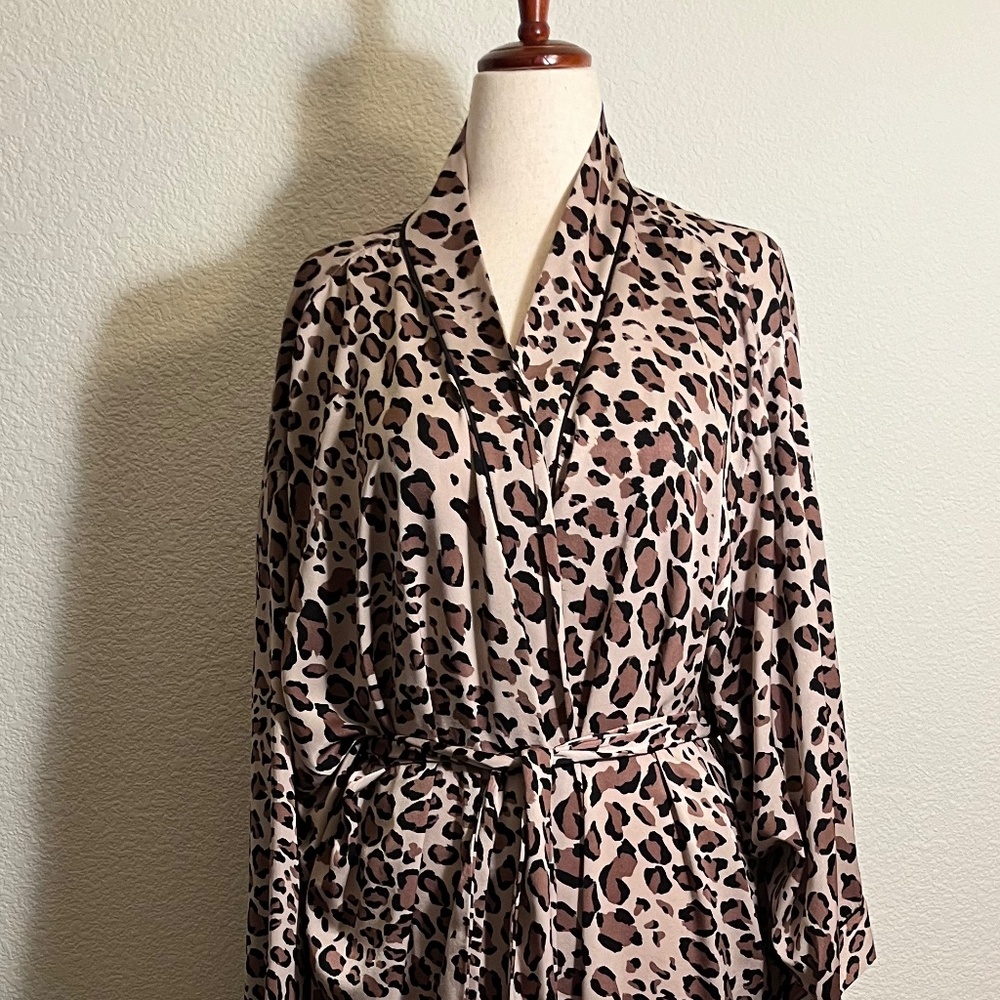 Natori Satin Blend Animal Print Silky Robe